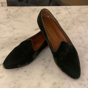 LE MONDE BERYL GREEN VELVET FLATS SIZE EU 39 / US 8.5